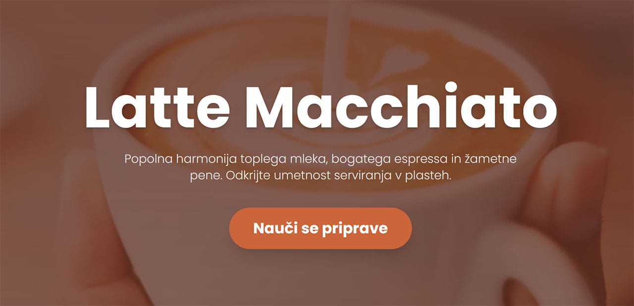 Priprava latte macchiato kave